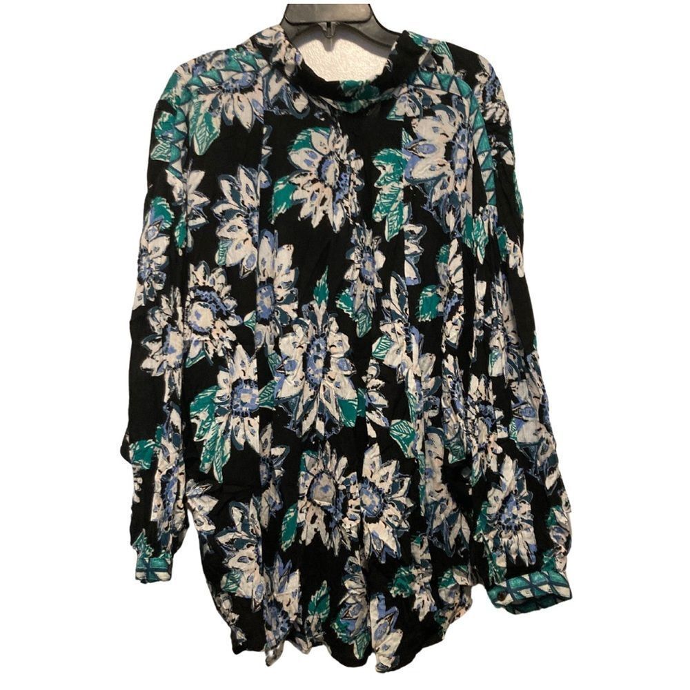 NWT Free People Good Vibration Blouse in Black Combo - Picture 4 of 8